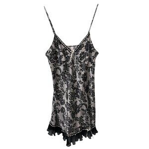 Gilligan and OMalley Satin Floral Pleated Slip Nightgown Size Large Whimsigoth